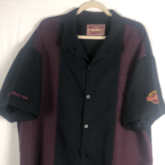 Hard Rock Cafe Other - Hard Rock Cafe Button Up Men Two Toned Shirt Long Live Rock N Roll